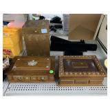Vintage Wood Jewelry Boxes and Jewelry Display.