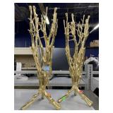Classic Touch 24 inch Gold Metal Floral Vases. No