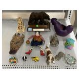Assorted Animal Figurines, UCLA 2006 Coach Award,