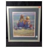 A framed art print titled waiting by artist,