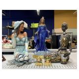 Resin Lady Sculptures and Mini Buddhas.