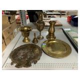 Vintage hand etched brass and enamel pedestal