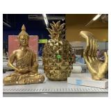 Assorted Home Decor. Pineapple, Buddha Figure &