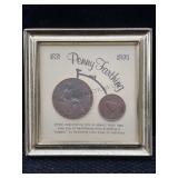 Uk 1912 One Penny & 1947 Farthing In Frame, Approx