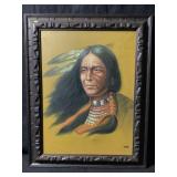 Oil painting on canvas of a framed portrait of a