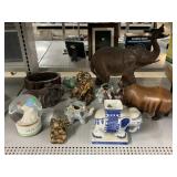 Assorted Home Decor. Snow Globe, Animal Statues &
