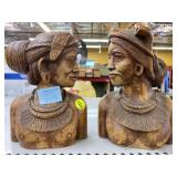 Vintage hand carved wooden bust depicting a