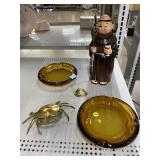 Vintage Brass Crab Trinket Box, Vintage Ashtrays,