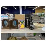 Vintage Pottery, Frame Bookends, Lamp, and