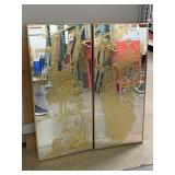 Vintage Hollywood regency-style gold-etched wall
