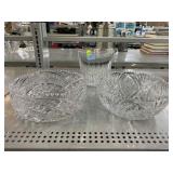 Cut Lead Crystal Bowls and Vase.