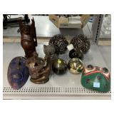 Variety of Household Decor and Hand-Carved Wall