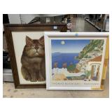 Framed Thomas McKnight Print and Framed Cat Print