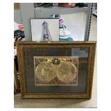 Vintage framed gold foil reproduction of 1630