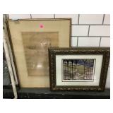 Framed Etching Print w/framed print, approx