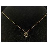 10k Gold Chain & Heart Pendant, Tw 1g W/ Diamonds