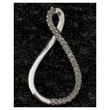 10k White Gold Pendant W/diamonds, Tw 0.7g, Sz ï¿½in