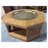 Vtg Moroccan Style Coffee Table with Brass Tray