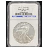 2010 1 Oz .999 Silver Eagle Round, Ngc Ms69
