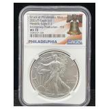 2021 1 Oz .999 Silver Eagle Round, Ngc Ms70