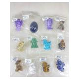 12 pieces of various glass, agate, and stone