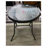Metal patio side table, approx 16x17in