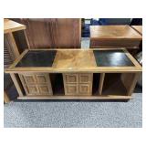 Marble Top Side/Coffee Table with Sliding Doors -