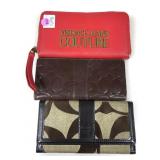 Three used designer ladies wallets, 2 are Coach