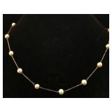 10k Gold Necklace W/freshwater Pearls, Tw 5g,