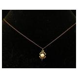 10k Gold 4 Leaf Clover Pendant & Chain, Tw 1.1g,