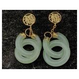 14k Gold Jade Earrings, Tw 2.8g
