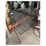 Metal patio side table, approx 18x19x26in