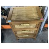Wood/Wicker Side tables, approx 20x15x28in