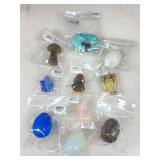 10 pieces of various glass, agate and stone