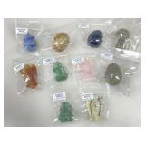10 pieces of various glass,, agate,, and stone,