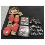 Vtg Boxing Gloves, Harley Bike Miniatures, Vtg
