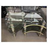 2 Ornate End Tables w/glass shelves, approx