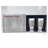 Set of two pewter chalices in display box by