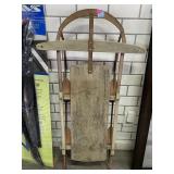 Vtg Metal / wood Snow Sled, approx 21x40in