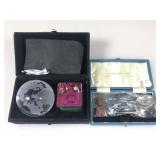 Two vintage items and small cases a matched spoon