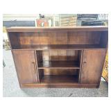 Vtg Wood Bookshelf with Doors - 3ft tall -