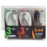 Three new kick power adapters, a car charger dual