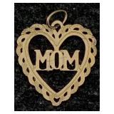 14k Gold Mom Heart Pendant, Tw 0.3g, Sz ï¿½in