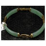 14k Gold Bracelet W/jade, Tw 14.4g, Sz 7ï¿½in
