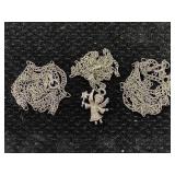 3 Sterling Silver Necklaces W/pendant, Tw 12.5g,