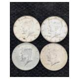 4-90% Silver 1964 Kennedy Half Dollars