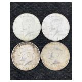 4-90% Silver 1964 Kennedy Half Dollars