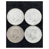 4-90% Silver 1964 Kennedy Half Dollars