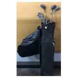 Black golf bag w/clubs, see photos