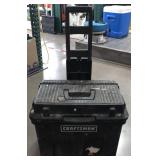 Craftsman Plastic tool box w/wheels, some damage,